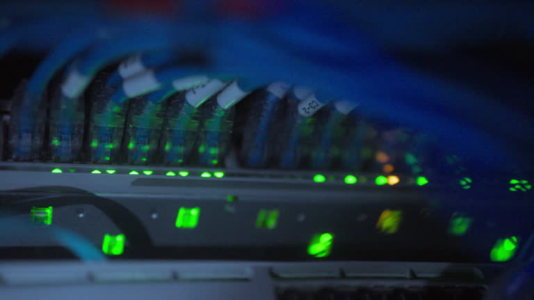 Network cables in a server rack data centre